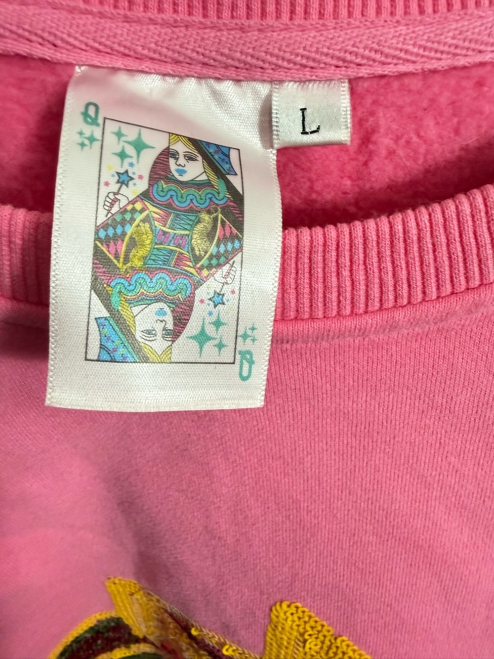 QUEEN OF SPARKLES Pink Sequin Mexican Food Motif Sweatshirt - Picture 2 of 6